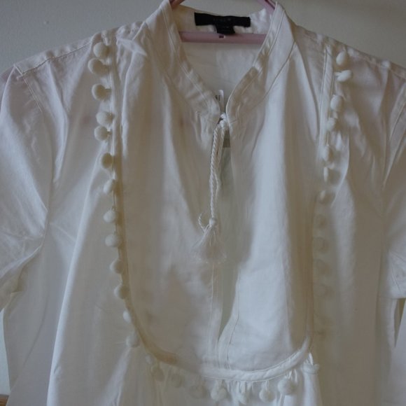 J.Crew A7444 Pom-Pom Tassel Swim Cotton Beach Tunic Top XXS 00 - Picture 8 of 16
